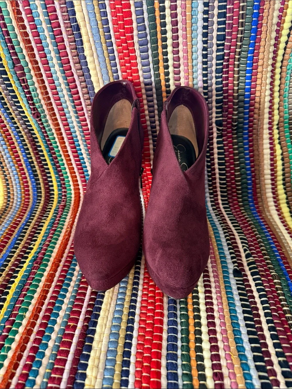 Jessica Simpson Wine Suede V-Cut Ankle Booties